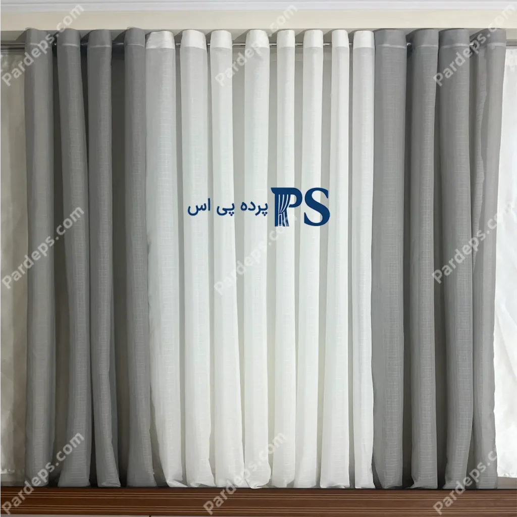 پرده پانچ حریر کتان طوسی روشن
