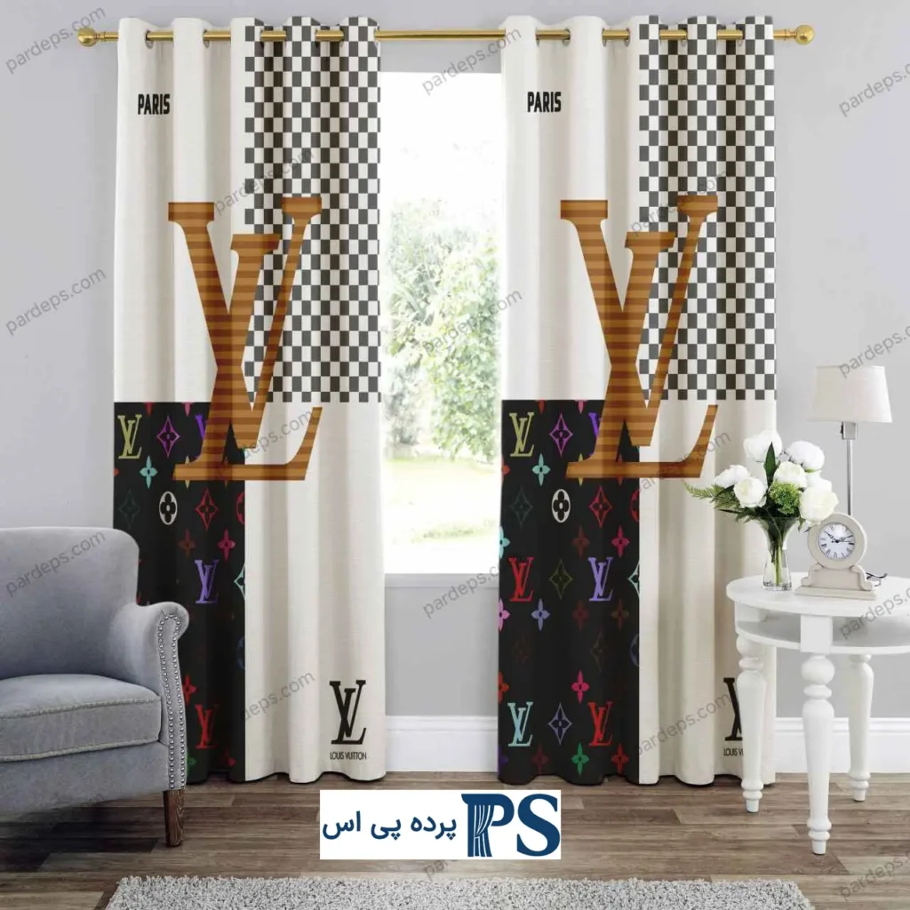 پرده طرح لویی ویتون سفید